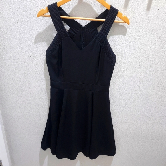 A|X Armani Exchange Dress Womens 6 Black A-Line Flare V Neck Cocktail Sleeveless - Picture 1 of 9
